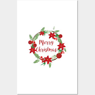 Lovely Merry Christmas Wreath Posters and Art